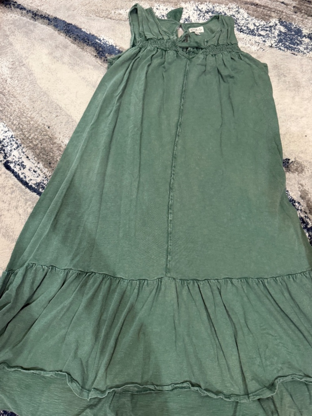 Wonderly 2X Sage Green Sleeveless Ruffle Hem Dress Boho